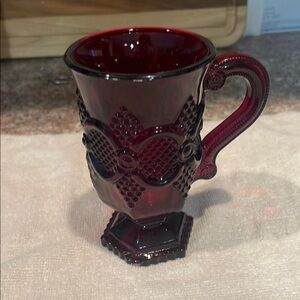 Vintage Ruby Red Glass Mug Cape Code